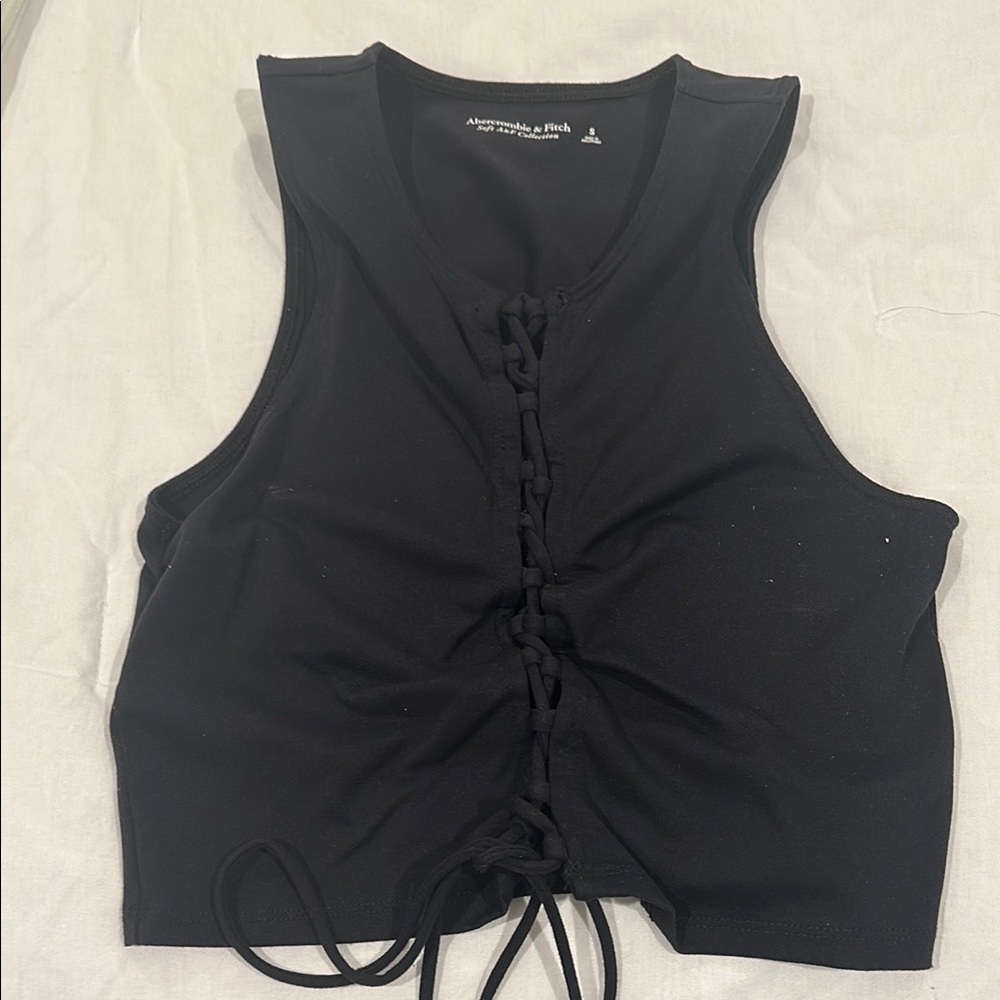 Abercrombie & Fitch Black Lace-Up Women's Top
